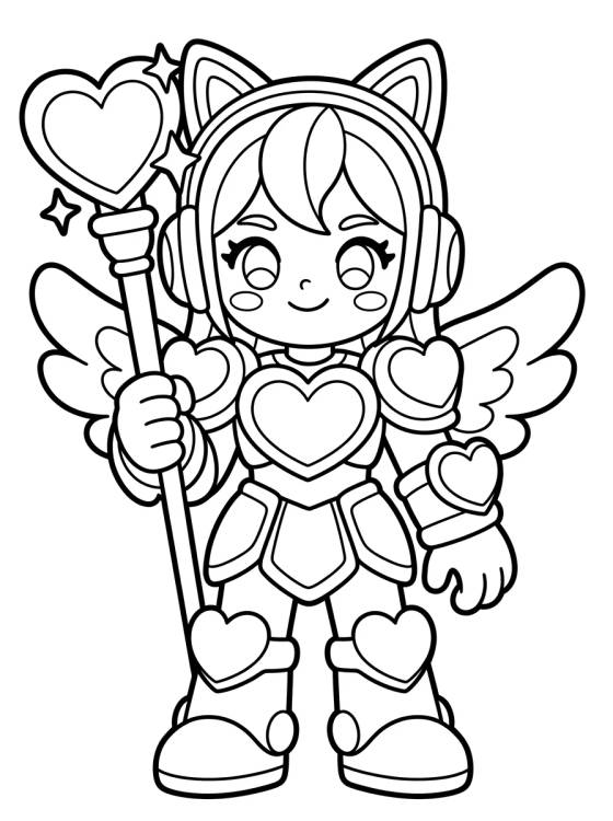 K-Pop Warrior in Heart Armor para colorir Desenho de K-Pop Warrior in Heart Armor para colorir e imprimir grátis