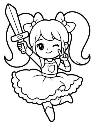 K-Pop Warrior Dancer with Lightstick para colorir Desenho de K-Pop Warrior Dancer with Lightstick para colorir e imprimir grátis