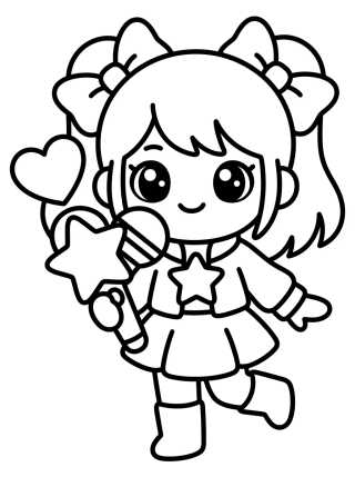K-Pop Warrior with Magic Microphone para colorir Desenho de K-Pop Warrior with Magic Microphone para colorir e imprimir grátis