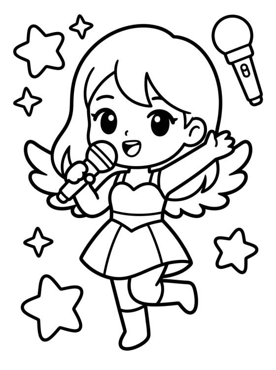 Vocalist Warrior with Angel Wings para colorir Desenho de Vocalist Warrior with Angel Wings para colorir e imprimir grátis