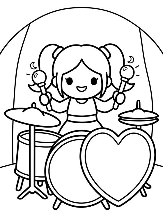 Drummer with Heart Shield para colorir Desenho de Drummer with Heart Shield para colorir e imprimir grátis