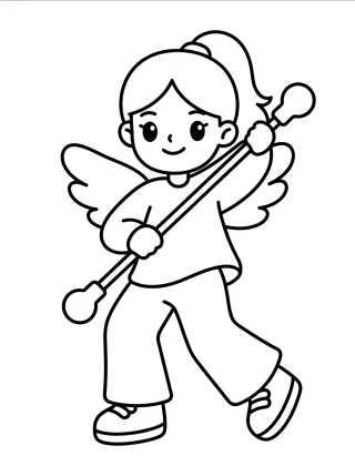 Dancer with Neon Stick and Wings para colorir Desenho de Dancer with Neon Stick and Wings para colorir e imprimir grátis