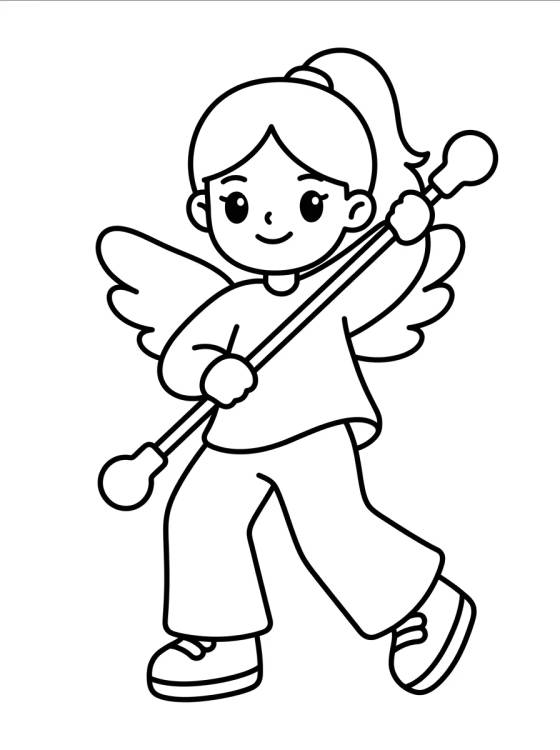 Dancer with Neon Stick and Wings para colorir Desenho de Dancer with Neon Stick and Wings para colorir e imprimir grátis