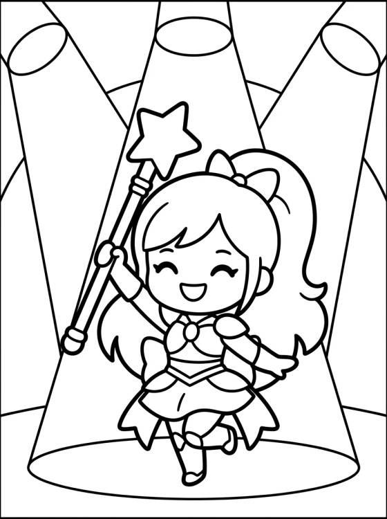 Warrior Dancer with Magic Light Stick para colorir Desenho de Warrior Dancer with Magic Light Stick para colorir e imprimir grátis