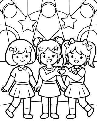 K-Pop Warrior Group Thanking the Fans para colorir Desenho de K-Pop Warrior Group Thanking the Fans para colorir e imprimir grátis