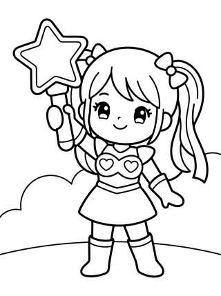 K-Pop Warrior with Magic Lightstick para colorir Desenho de K-Pop Warrior with Magic Lightstick para colorir e imprimir grátis