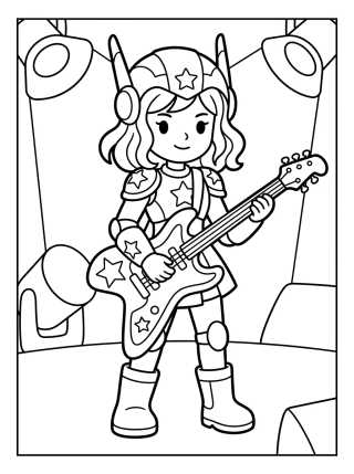 Guitarist with Stellar Armor para colorir Desenho de Guitarist with Stellar Armor para colorir e imprimir grátis