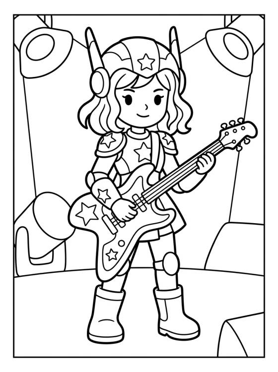 Guitarist with Stellar Armor para colorir Desenho de Guitarist with Stellar Armor para colorir e imprimir grátis