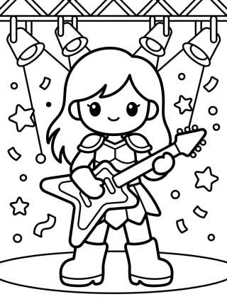Warrior Guitarist in the Spotlight para colorir Desenho de Warrior Guitarist in the Spotlight para colorir e imprimir grátis