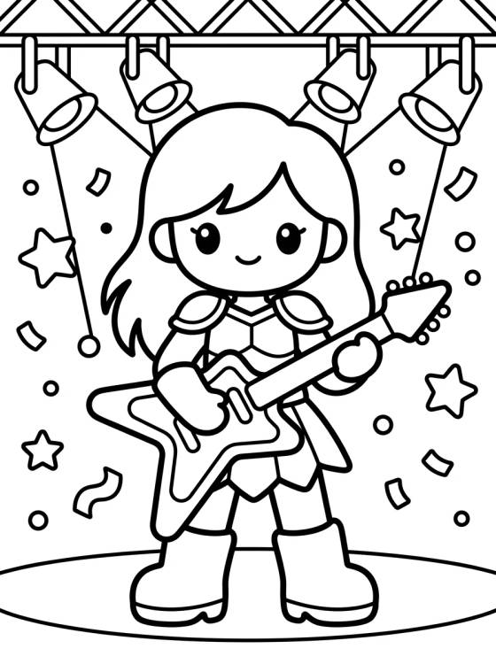 Warrior Guitarist in the Spotlight para colorir Desenho de Warrior Guitarist in the Spotlight para colorir e imprimir grátis