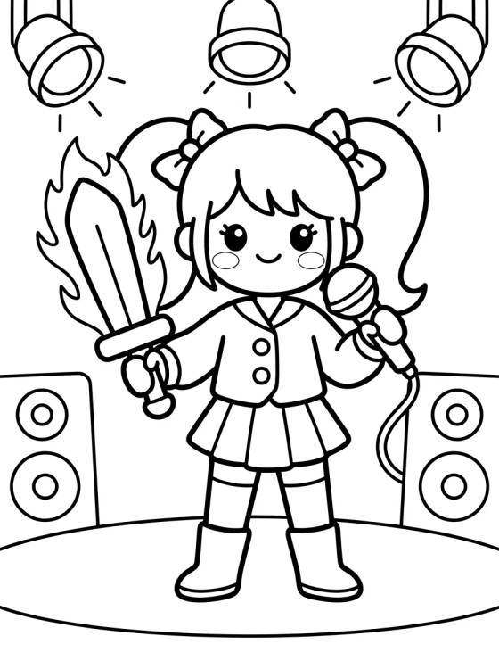Singer with Magical Light Sword para colorir Desenho de Singer with Magical Light Sword para colorir e imprimir grátis