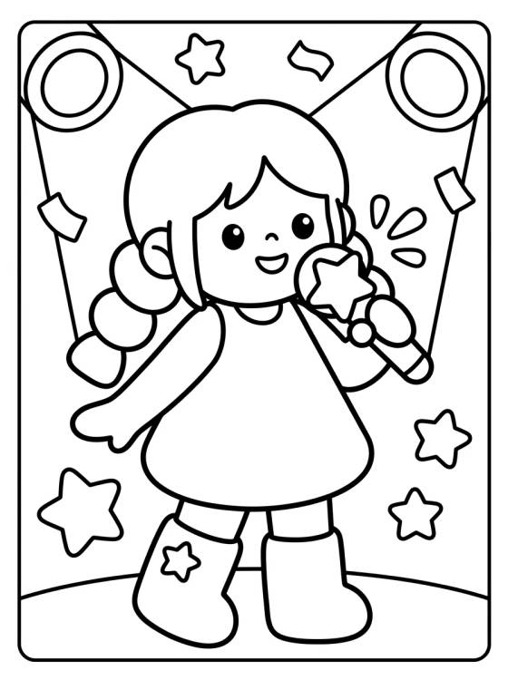 Stellar Vocalist on Stage para colorir Desenho de Stellar Vocalist on Stage para colorir e imprimir grátis