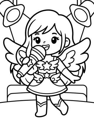 Warrior K-Pop Vocalist on Stage para colorir Desenho de Warrior K-Pop Vocalist on Stage para colorir e imprimir grátis