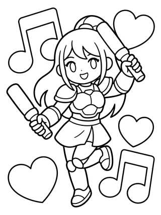 K-Pop Warrior Dancer with Neon Glow Sticks para colorir Desenho de K-Pop Warrior Dancer with Neon Glow Sticks para colorir e imprimir grátis