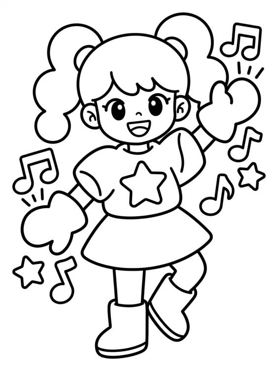 Magical K-Pop Dancer Warrior para colorir Desenho de Magical K-Pop Dancer Warrior para colorir e imprimir grátis