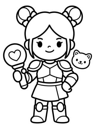 K-Pop Leader Warrior with Staff para colorir Desenho de K-Pop Leader Warrior with Staff para colorir e imprimir grátis