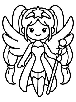 Warrior Idol with Angel Wings para colorir Desenho de Warrior Idol with Angel Wings para colorir e imprimir grátis