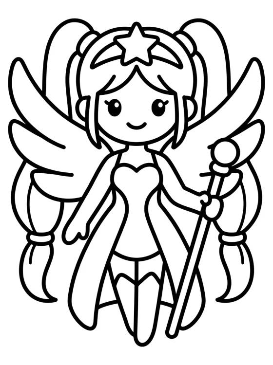 Warrior Idol with Angel Wings para colorir Desenho de Warrior Idol with Angel Wings para colorir e imprimir grátis