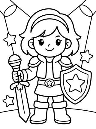 K-Pop Warrior Leader with Magic Microphone para colorir Desenho de K-Pop Warrior Leader with Magic Microphone para colorir e imprimir grátis