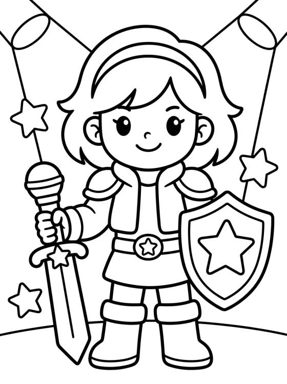 K-Pop Warrior Leader with Magic Microphone para colorir Desenho de K-Pop Warrior Leader with Magic Microphone para colorir e imprimir grátis