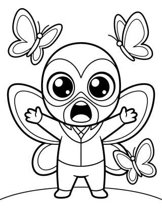 Funny Chibi Hawk Moth para colorir Desenho de Funny Chibi Hawk Moth para colorir e imprimir grátis