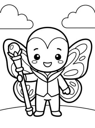 Chibi Hawk Moth with Magic Scepter para colorir Desenho de Chibi Hawk Moth with Magic Scepter para colorir e imprimir grátis