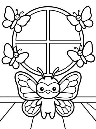 Hawk Moth at the Butterfly Window para colorir Desenho de Hawk Moth at the Butterfly Window para colorir e imprimir grátis
