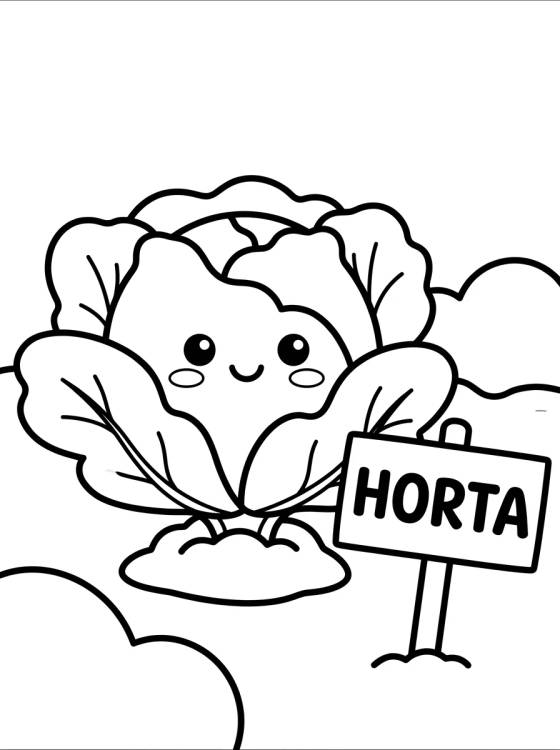 Cute Lettuce in the Garden para colorir Desenho de Cute Lettuce in the Garden para colorir e imprimir grátis