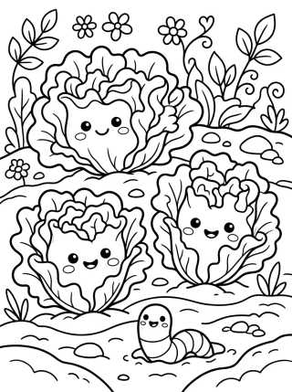 Happy Lettuce Garden Bed para colorir Desenho de Happy Lettuce Garden Bed para colorir e imprimir grátis