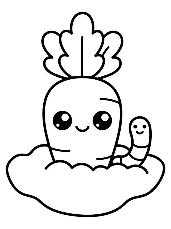 Cute Carrot in the Garden para colorir Desenho de Cute Carrot in the Garden para colorir e imprimir grátis