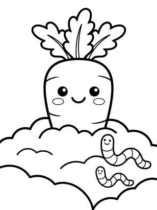 Smiling Carrot in the Garden para colorir Desenho de Smiling Carrot in the Garden para colorir e imprimir grátis