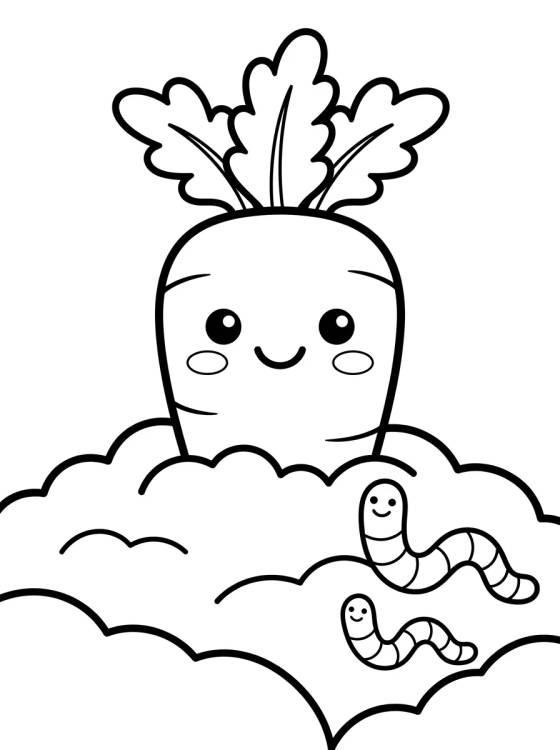 Smiling Carrot in the Garden para colorir Desenho de Smiling Carrot in the Garden para colorir e imprimir grátis