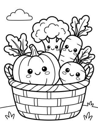 Garden Vegetable Basket para colorir Desenho de Garden Vegetable Basket para colorir e imprimir grátis