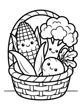 Garden Vegetable Basket para colorir Desenho de Garden Vegetable Basket para colorir e imprimir grátis