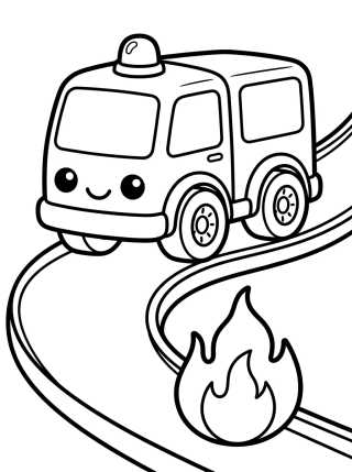 Super Cute Fire Truck para colorir Desenho de Super Cute Fire Truck para colorir e imprimir grátis