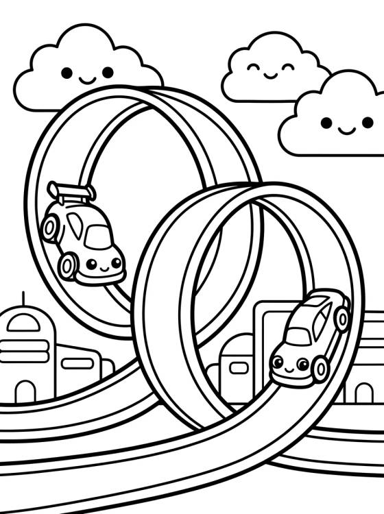 Super Hot Wheels City Loop-the-Loop para colorir Desenho de Super Hot Wheels City Loop-the-Loop para colorir e imprimir grátis