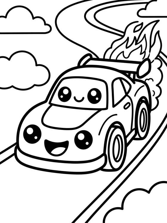 Cute Hot Wheels Racing Car para colorir Desenho de Cute Hot Wheels Racing Car para colorir e imprimir grátis
