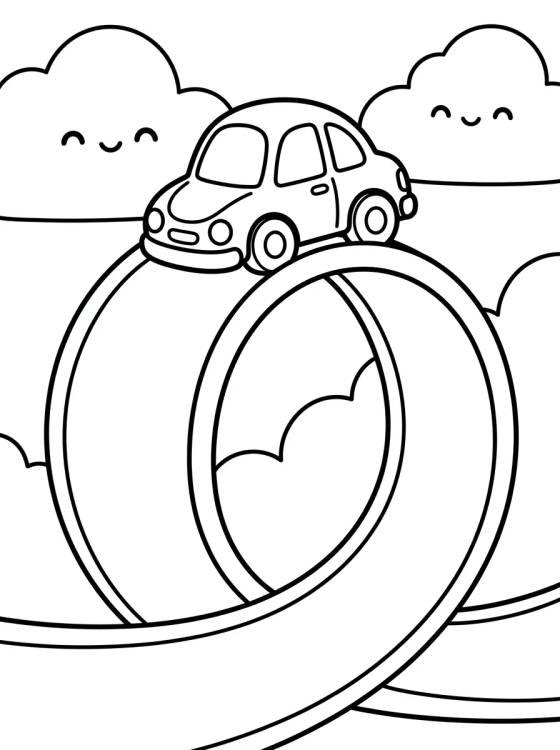 Hot Wheels Car on the Loop para colorir Desenho de Hot Wheels Car on the Loop para colorir e imprimir grátis