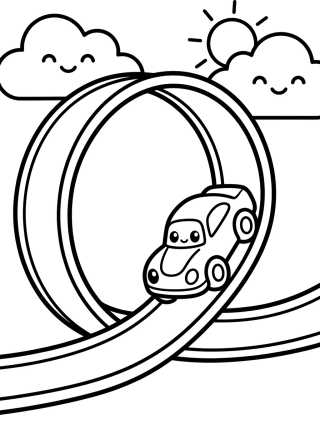Hot Wheels Doing a Track Loop para colorir Desenho de Hot Wheels Doing a Track Loop para colorir e imprimir grátis