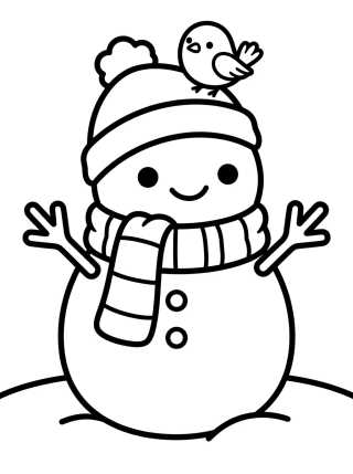 Snowman Wearing a Scarf para colorir Desenho de Snowman Wearing a Scarf para colorir e imprimir grátis