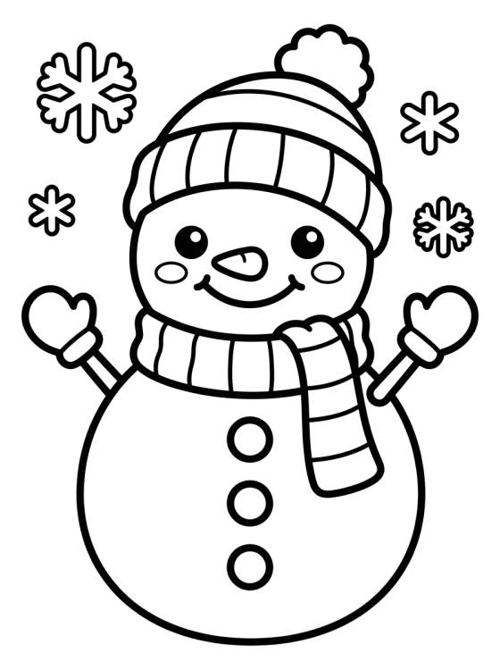 Cute Snowman with Scarf para colorir Desenho de Cute Snowman with Scarf para colorir e imprimir grátis