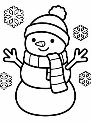 Cute Snowman with Scarf para colorir Desenho de Cute Snowman with Scarf para colorir e imprimir grátis