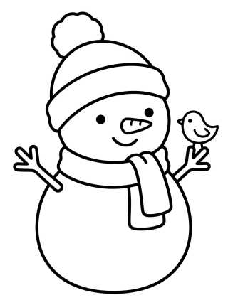 Kawaii Snowman para colorir Desenho de Kawaii Snowman para colorir e imprimir grátis