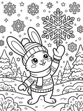 Bunny and Snowflakes para colorir Desenho de Bunny and Snowflakes para colorir e imprimir grátis
