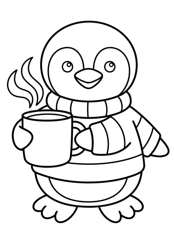 Penguin in a Winter Sweater para colorir Desenho de Penguin in a Winter Sweater para colorir e imprimir grátis