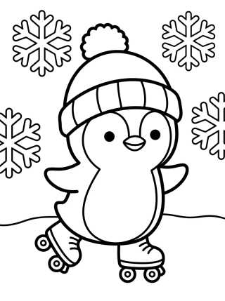 Penguin with Beanie and Ice Skates para colorir Desenho de Penguin with Beanie and Ice Skates para colorir e imprimir grátis