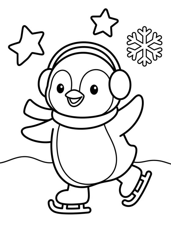 Happy Penguin Ice Skating para colorir Desenho de Happy Penguin Ice Skating para colorir e imprimir grátis