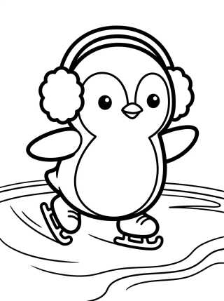 Cute Penguin Ice Skating para colorir Desenho de Cute Penguin Ice Skating para colorir e imprimir grátis