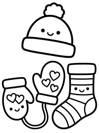 Cute Winter Clothes para colorir Desenho de Cute Winter Clothes para colorir e imprimir grátis