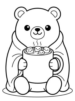 Little Bear with Hot Cocoa para colorir Desenho de Little Bear with Hot Cocoa para colorir e imprimir grátis